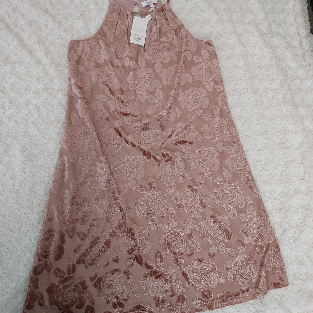 Candie's Mauve Crushed velvet dress Juniors XS Romantic Feminine Spring
